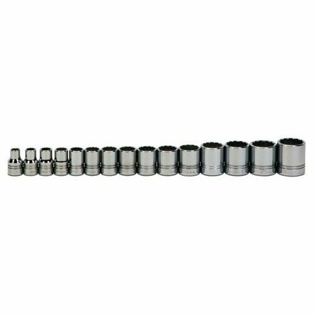 WILLIAMS Socket Set, 15 Pieces, 1/2 Inch Dr, 12 Point, 1/2 Inch Size JHWWSS-15RC